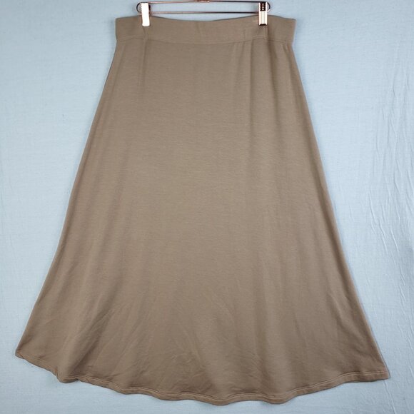 Bleusalt Maxi Skirt A-line Beige Tan Neutral Soft Stretchy Lagenlook size XL - Picture 2 of 9